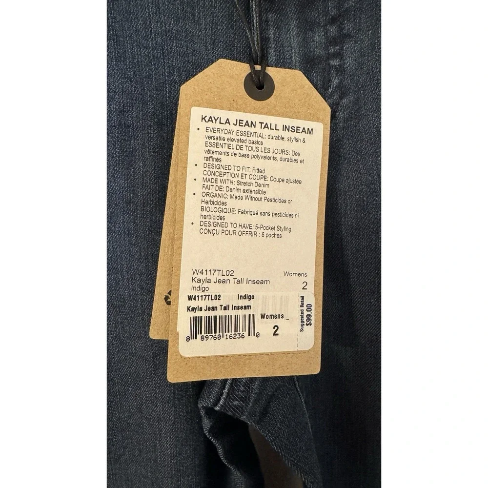 prAna Women's 2 Kayla High Rise Indigo Jean Organic Stretch Denim Tall 36